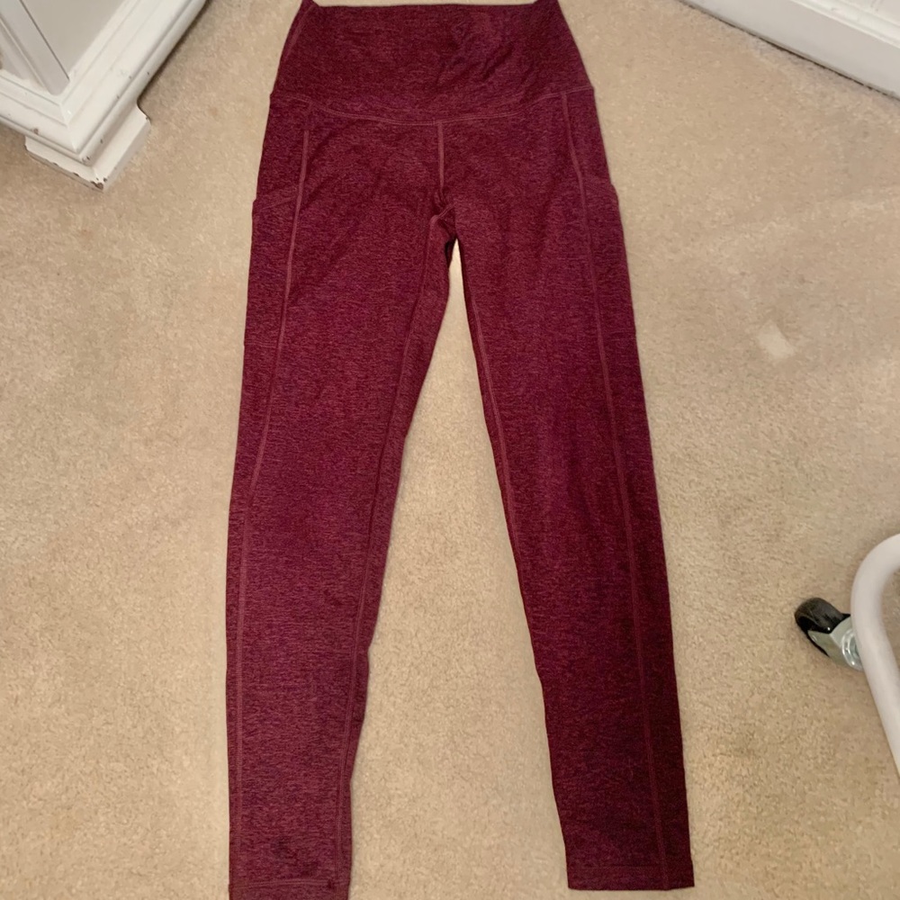 Aerie Play Maroon Leggings With Pockets, Medium